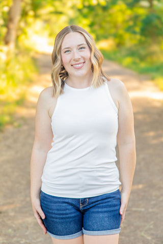 IN STOCK Tara Ribbed Tank - White | Women's Tank Top