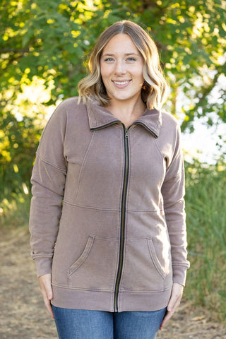 IN STOCK Vintage Wash FullZip - Mocha | Women's Hoodie FINAL SALE