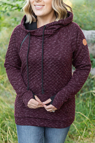 sawyer singlehood quilted burgundy omens hoodie