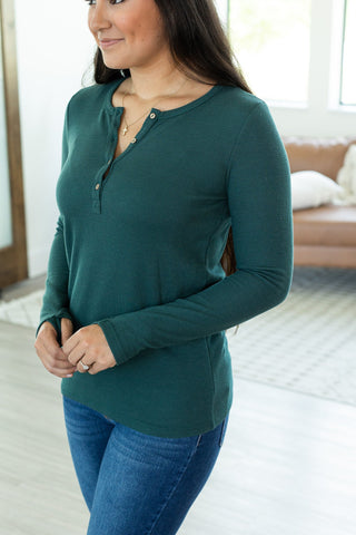 IN STOCK Harper Long Sleeve Henley - Evergreen | Women's Cozy Shirt