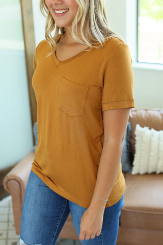 IN STOCK Sophie Pocket Tee - Camel | Women's Short Sleeve FINAL SALE