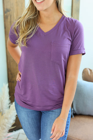 IN STOCK Sophie Pocket Tee - Plum | Women's Short Sleeve FINAL SALE