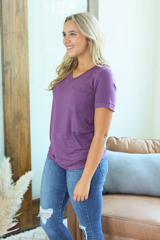 IN STOCK Sophie Pocket Tee - Plum | Women's Short Sleeve FINAL SALE