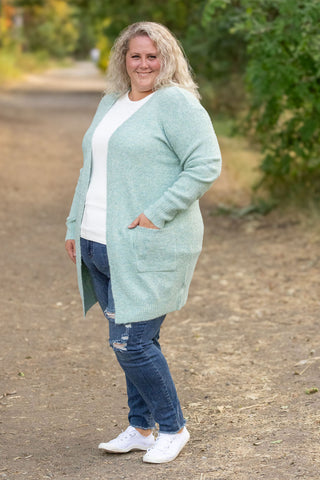 IN STOCK Madison Cozy Cardigan - Sage/Blue Mix | Women's Cardigan