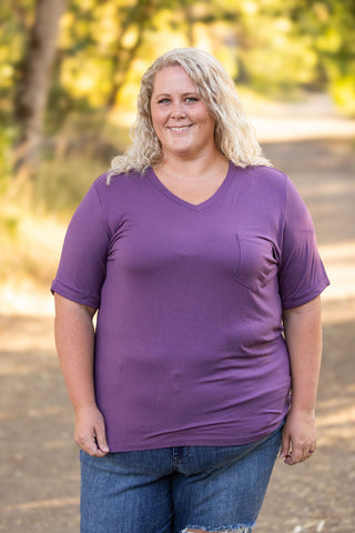 IN STOCK Sophie Pocket Tee - Plum | Women's Short Sleeve FINAL SALE