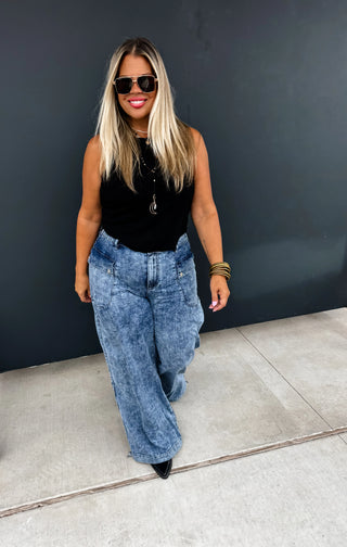 PREORDER: Charlie Cinch Hem Wide Leg Jeans