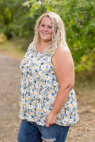 IN STOCK Renee Ruffle Tank - Boho Olive Floral