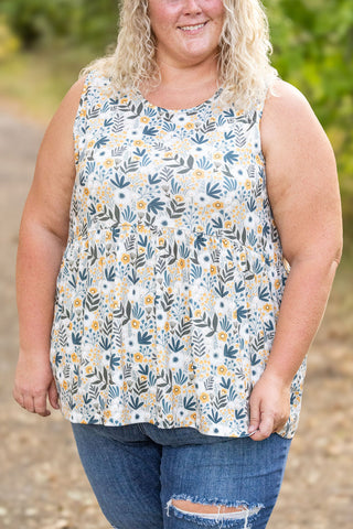 IN STOCK Renee Ruffle Tank - Boho Olive Floral