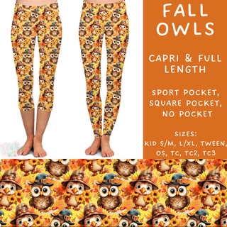 Batch #204 - Hello Fall - Closes 9/20 - ETA early Nov - Fall Owls Full and Capri Length Leggings