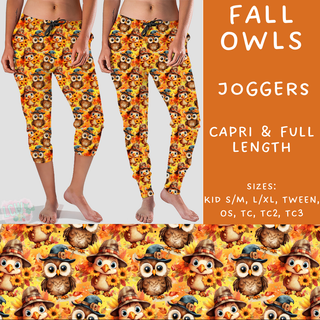 Batch #204 - Hello Fall - Closes 9/20 - ETA early Nov - Fall Owls Full and Capri Length Joggers