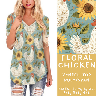 Batch #209 - Fun Run 5 - Closes 10/2 - ETA mid Nov - Floral Chicken V-Neck Tee