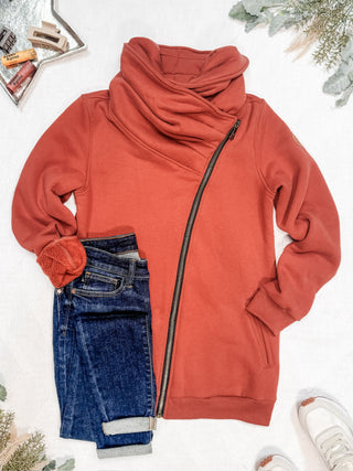 IN STOCK Quinn ZipUp Cowl - Pumpkin | Women's Hoodie FINAL SALE