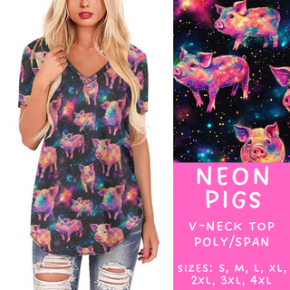 Batch #209 - Fun Run 5 - Closes 10/2 - ETA mid Nov - Neon Pigs V-Neck Tee