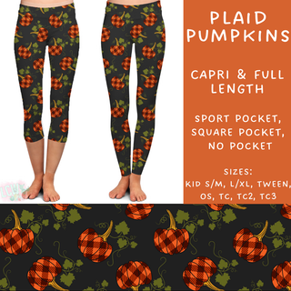 Batch #207 - Fall Fun - Closes 9/27 - ETA mid Nov - Plaid Pumpkins Full and Capri Length Leggings