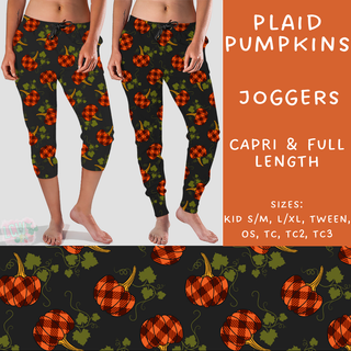 Batch #207 - Fall Fun - Closes 9/27 - ETA mid Nov - Plaid Pumpkins Full and Capri Length Joggers