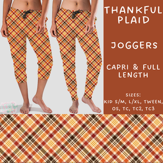 Batch #207 - Fall Fun - Closes 9/27 - ETA mid Nov - Thankful Plaid Full and Capri Length Joggers